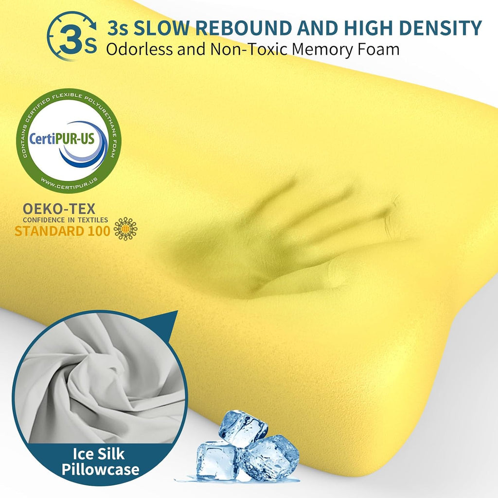 Polovo Cervical Neck Pillow for, Contour Memory Foam Pillows Ergonomic Pillow Orthopedic Cooling Pillow Bed Pillow Neck Support for Side B…