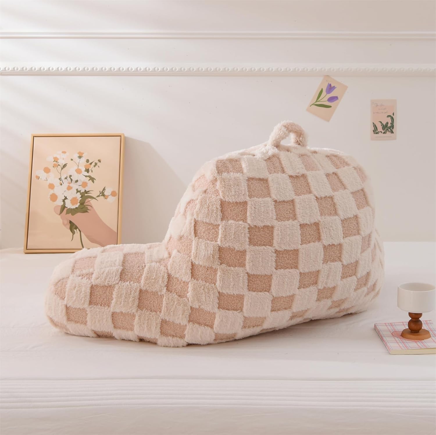 Aimuan Reading Pillow Checkered Bed Rest Wedge Backrest Checkerboard Pillow with Arms Back Support for Sitting Up in Bed Cushion Incline…