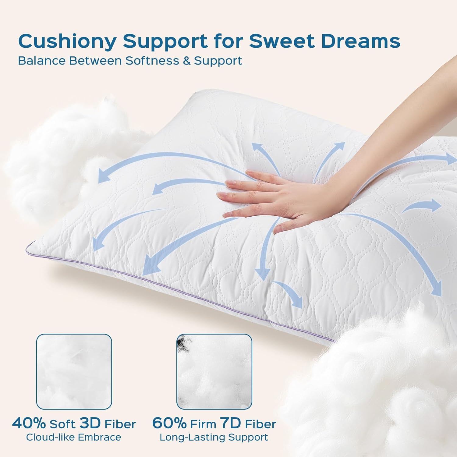 Jollyvogue Pillows King Size Set of 2, Bed Pillow for Side, Back, and Stomach Sleepers, Down Alternative Filled Pillows, Luxury Hotel Quali…