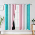 Estelartextiler Estelar Textiler Pink and Teal Blackout Curtains for Kids Room, Full Room Darkening Grommet Ombre Curtains for Bedroom, The…