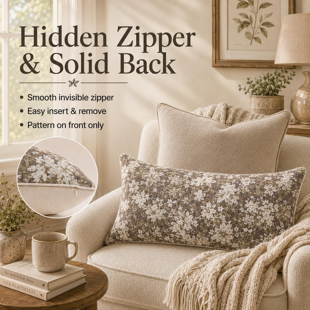 Haguko Vintage Floral Throw Pillow Covers 14x36 Long Lumbar Tapestry Chenille Soft Decorative Farmhouse Rectangular Accent Body Pill…