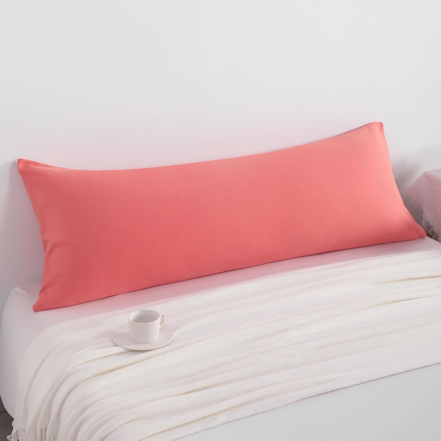 Ntbay Body Pillowcase - Brushed Microfiber 20x54 Pillowcase - Soft, Wrinkle-Free, Fade-Resistant, Stain-Resistant, Coral Pink Body Pillow C…