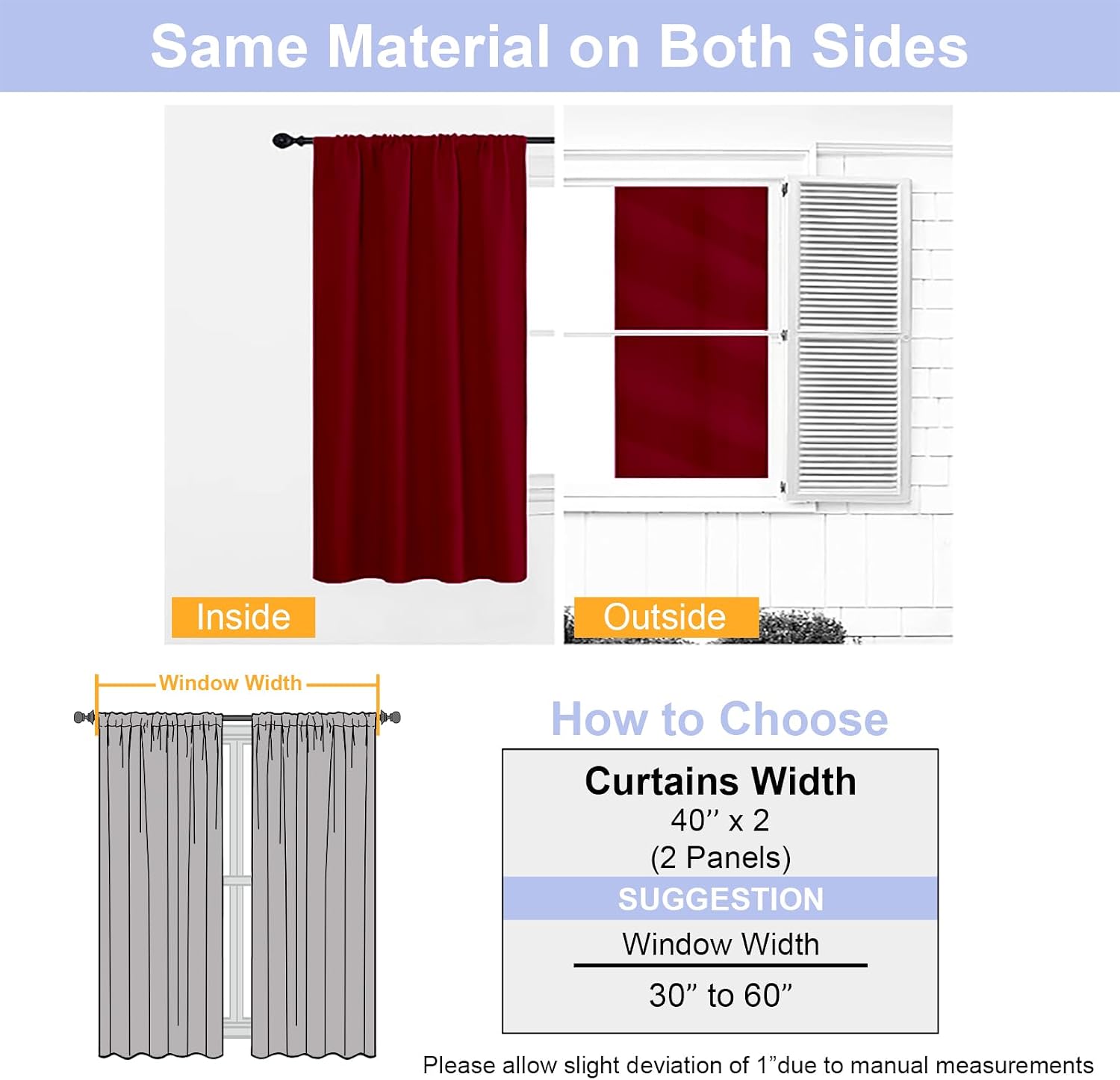 Simplebrand Ava Red Blackout Curtains for Bedroom 63 Inch Length 2 Panels Set, Nursery Thermal Insulated Energy Saving Rod Pocket Window Tr…