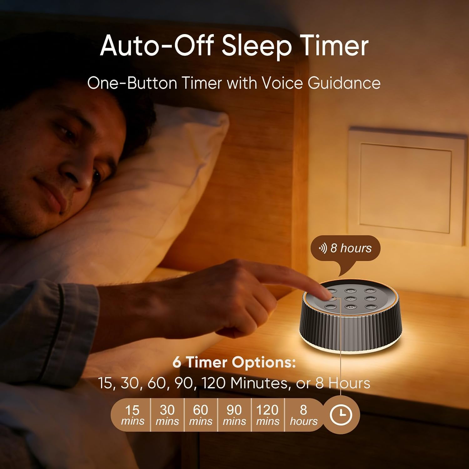 Kipcush® Noise Machine, White Noise Sound Machine for Baby & Adults, 26 Soothing Sounds, 8 Night Light Colors, Tap Control