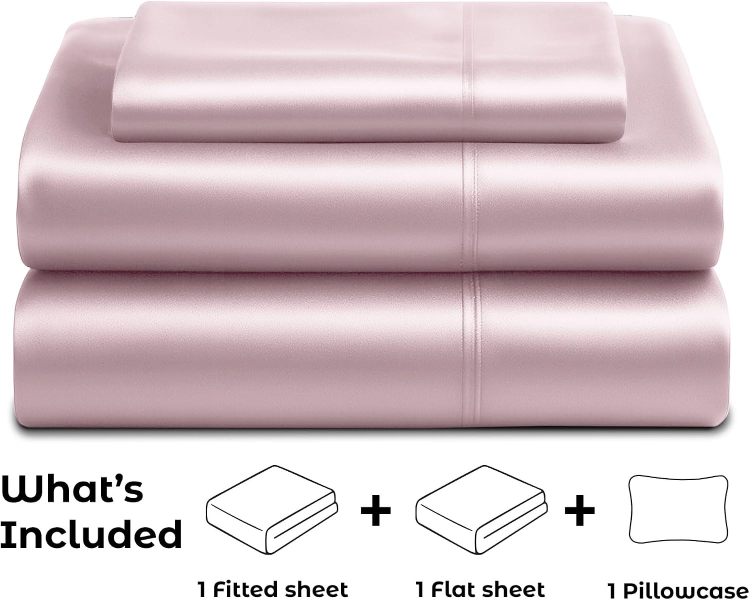 PureBedding Pure Bedding Satin Sheets Twin [3-Piece, Champagne Pink] Hotel Luxury Silky Bed Sheets - Extra Soft 1800 Microfiber Sheet Set,…