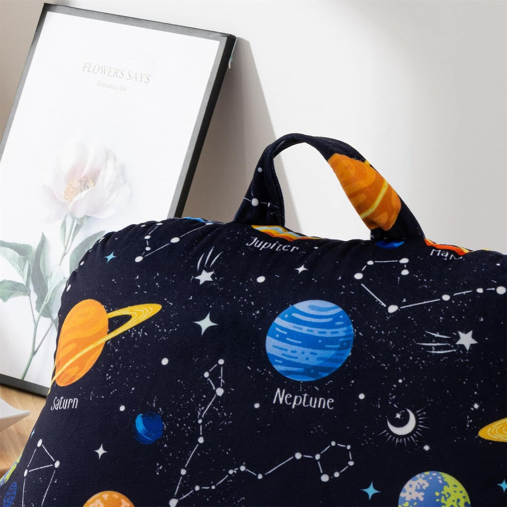 Aimuan Reading Pillow Bed Rest Wedge Backrest Pillow Outer Space Universe Galaxy Printed Collections with Arms Sitting in Bed Black-Blue