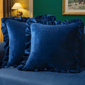MIULEE Velvet Ruffle Throw Pillow Covers Soft Luxurious Navy Blue Pack of 2 20x20 Inch Square Cushions Vintage Gothic Decorative Ruffled…