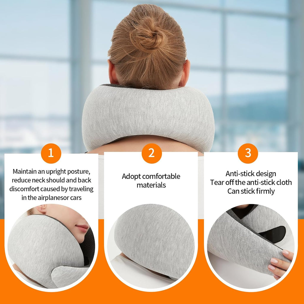 Travel Neck Pillow for Airplane – Memory Foam 360° Support Compact Design Ergonomic Flight Pillow for Sleeping & Neck Support Portable…