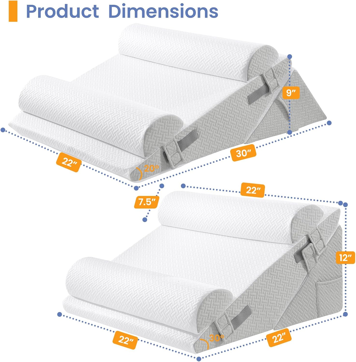 Sasttie Wedge Pillow Set for After Surgery, 3PCS Adjustable Bed Wedge Pillow Headboard with Memory Foam Neck Cushion – for Acid Reflux, Sle…