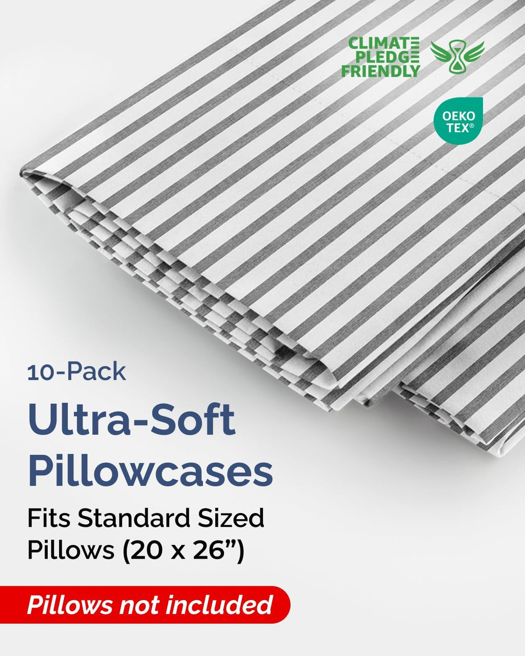 Standard Pillow Cases Set of 10 - Ultra Soft Hotel Quality Pillowcase Covers - Comfy & Wrinkle Free - Shrink & Fade Resistant - Machine…