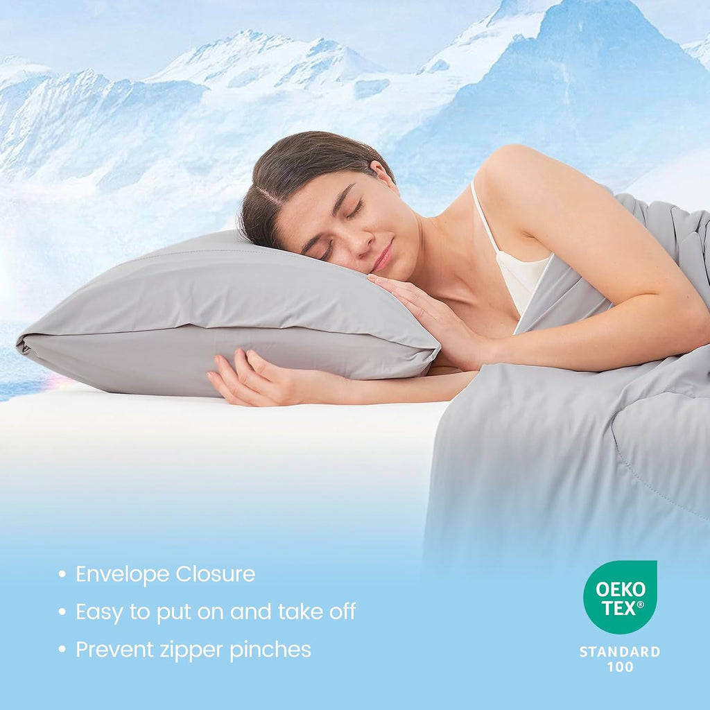 CozyBliss Cozy Bliss 2pcs Cooling Pillow Cases Set for Hot Sleepers & Night Sweats, Q-Max 0.5 Silky Wrinkle-Free Pillow Covers with Envelop…