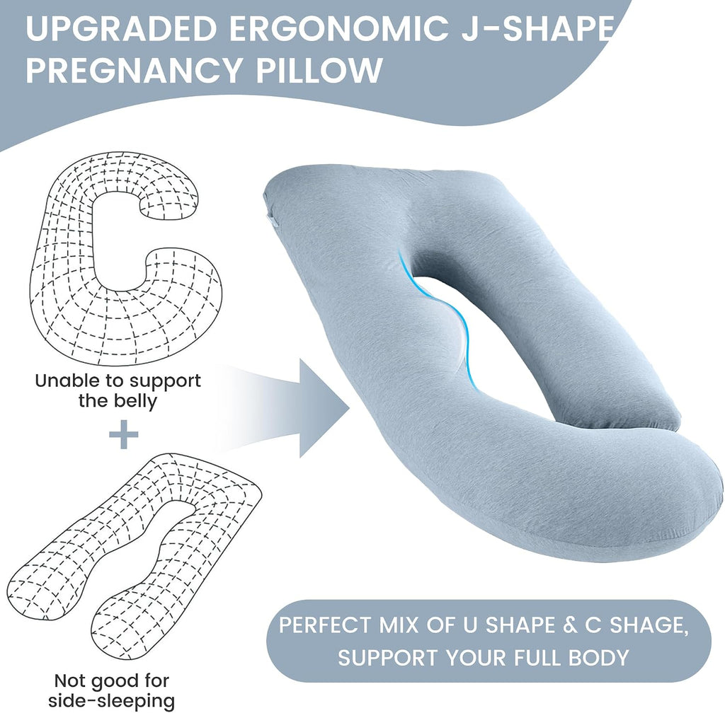 Jcickt Pregnancy Pillow for Sleeping,59 inch Maternity Pillow with Removable Washable Cover, J-Shaped Cooling Full Body Pregnant Pillow…