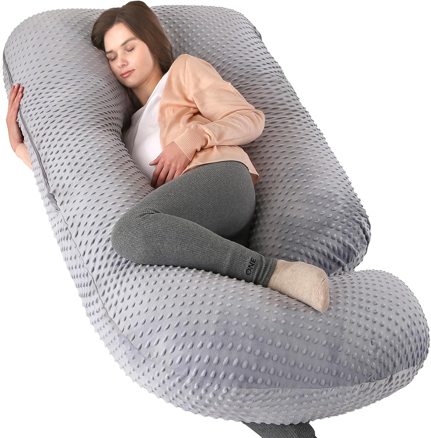 U-Shaped Full Body Pregnancy Pillow for Sleeping – 57" Maternity Pillow with Removable Cover, Support for Back, Legs, Belly & Hips…