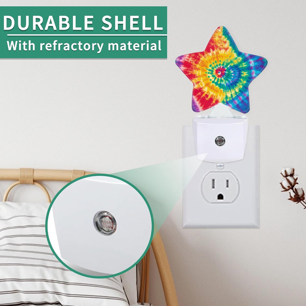 Colorful Tie-dye Star Night Light Plug in, Soft Glow Night Light for Kids Bedroom Nursery, Gentle Warm Light for Sleep, Compact Lamp for…