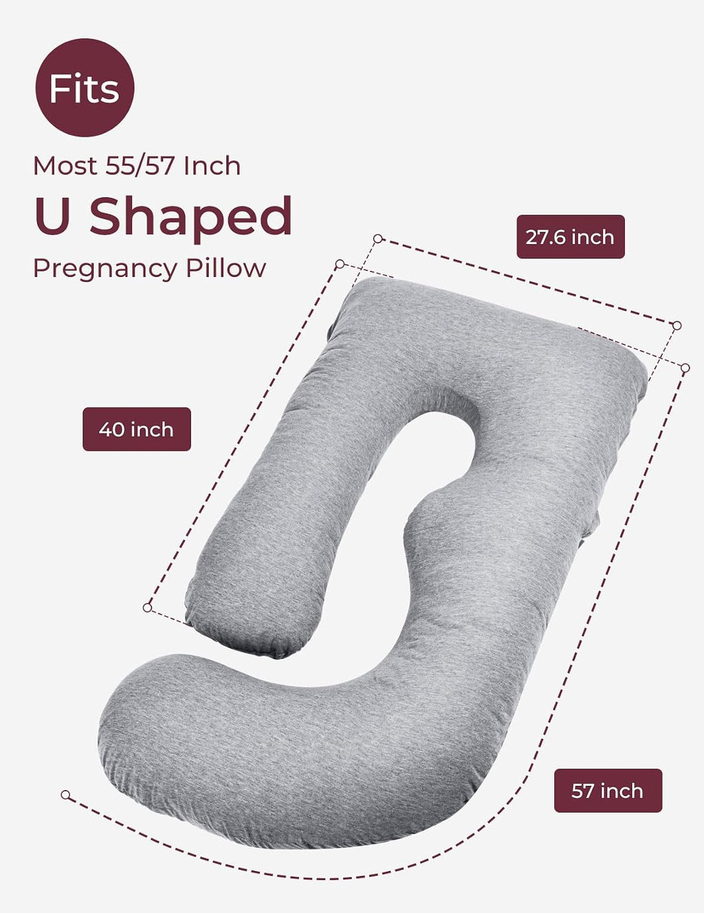 Momcozy Pregnancy Pillow Cover u Shaped, 57-inch Large Pregnancy Body Pillowcase Removable, Soft & Machine Washable Replacement Cover…