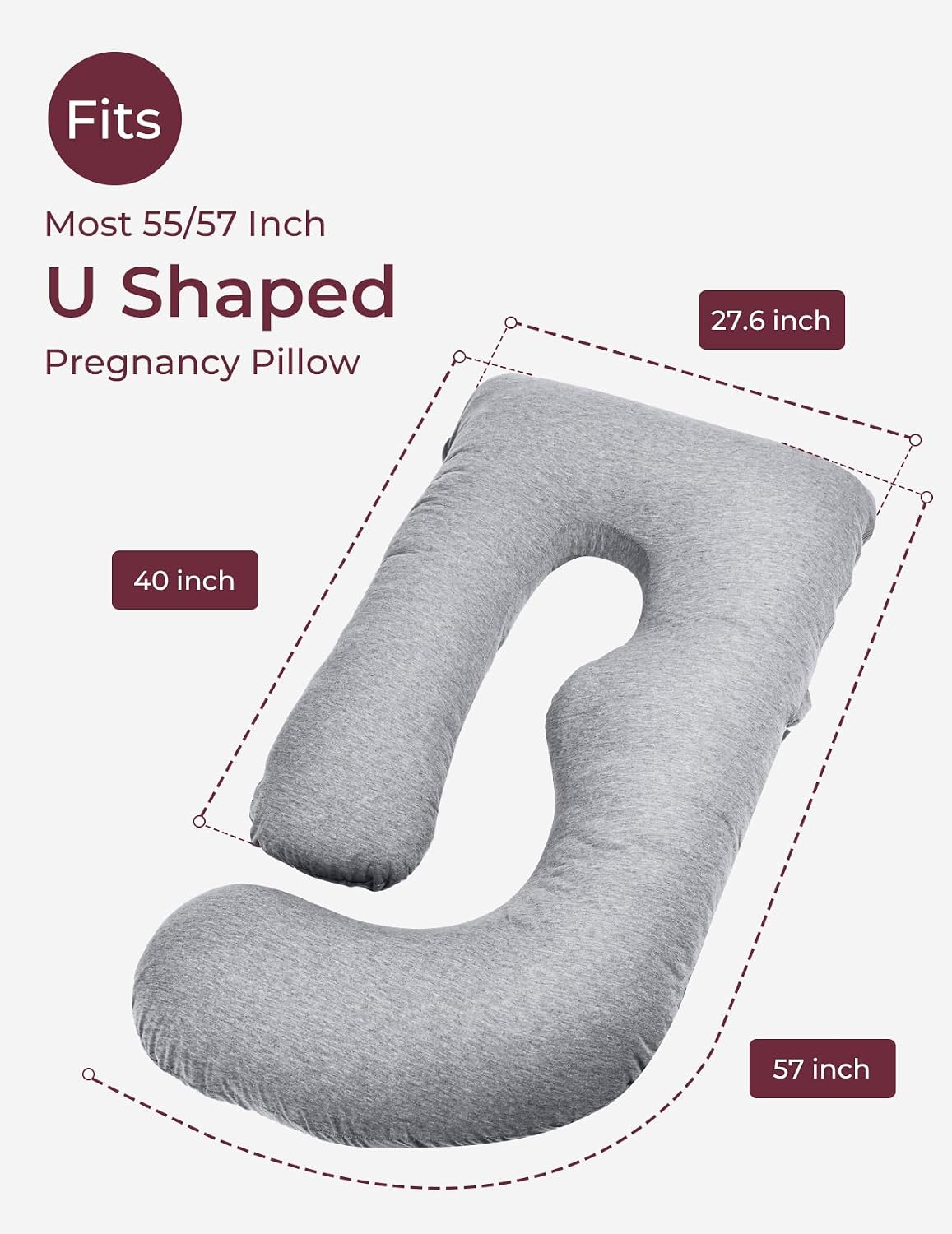 Momcozy Pregnancy Pillow Cover u Shaped, 57-inch Large Pregnancy Body Pillowcase Removable, Soft & Machine Washable Replacement Cover…
