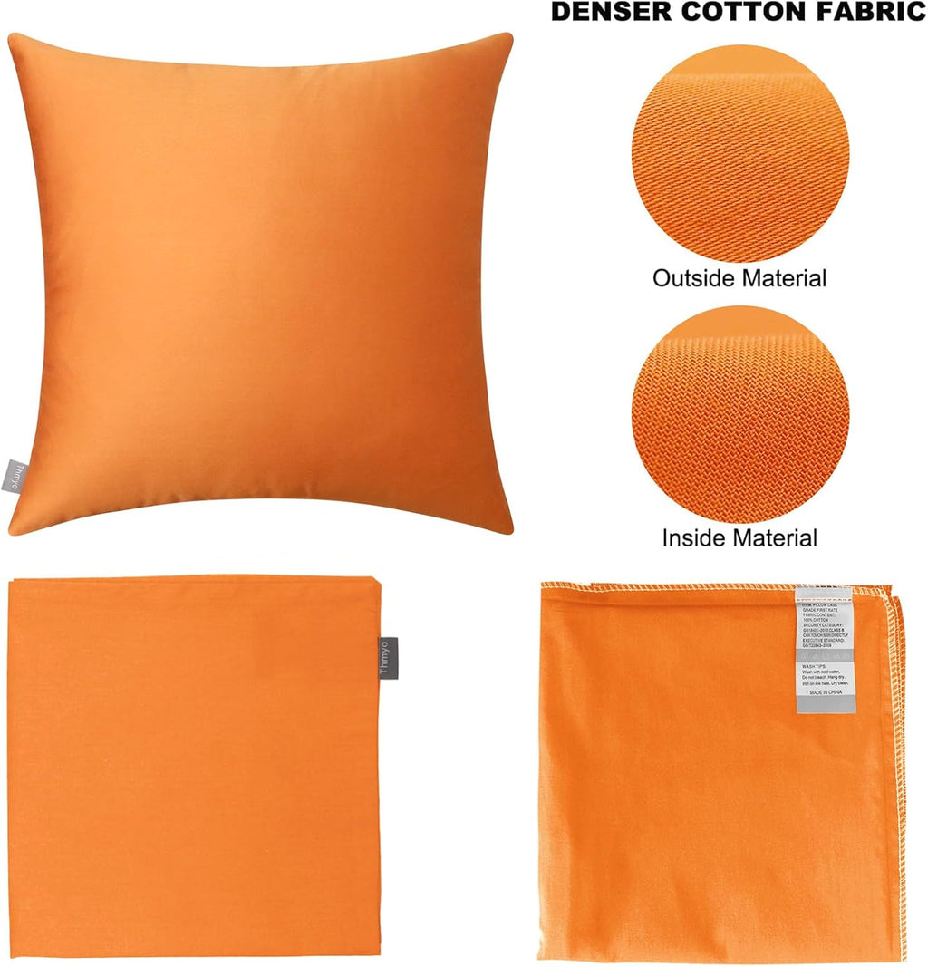 Thmyo 4-Pack 100% Cotton Comfortable Solid Decorative Throw Pillow Case, Thmyo Square Cushion Cover Pillowcase Sublimation Blank Pillow Cove…