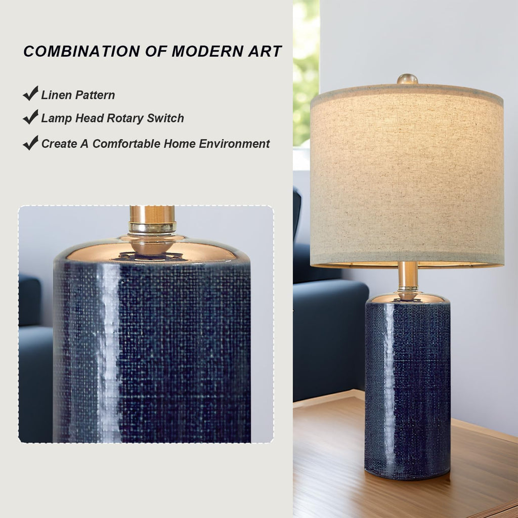 G-SAFAVA 20.25" Small Table Lamps Set of 2 Modern Ceramic Lamps for Living Room Farmhouse Bedside Lamps Boho for Night Stands Bedroom…