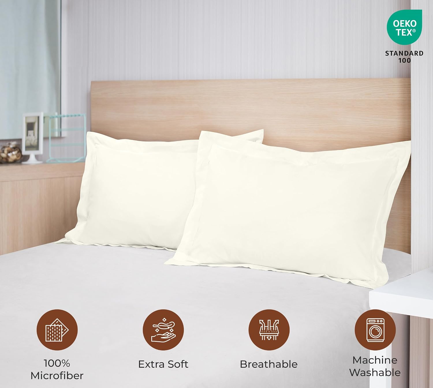 Royalelinens Royale Linens Pillow Shams 2 Pack Standard Size 20x26 Inch - Brushed 1800 Microfiber - Bed Shams, Wrinkle & Fade Resistant Sup…