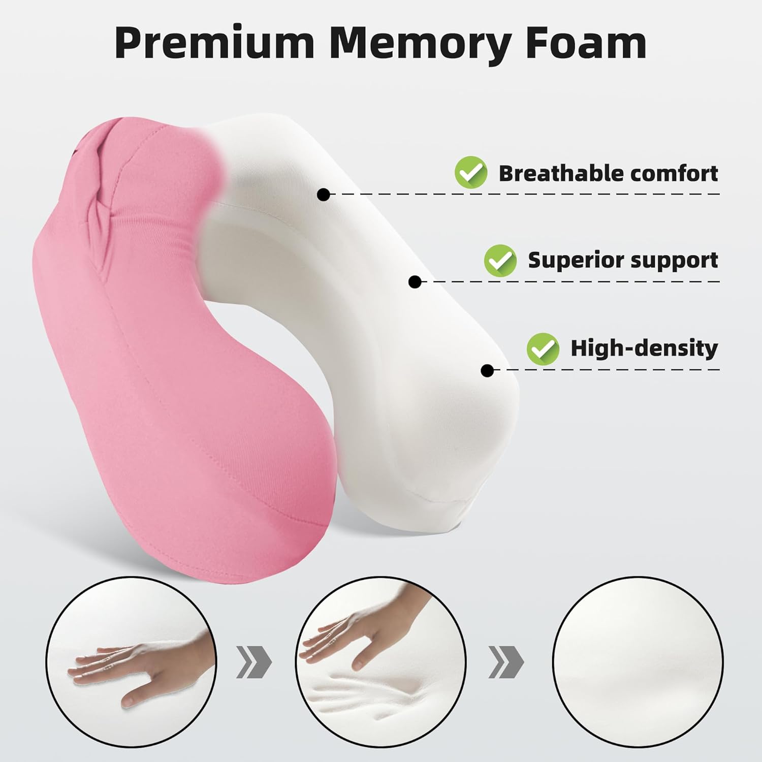 Privacy-Friendly Hooded Travel Pillow for Kids & Adults, Sensory-Friendly, Memory Foam Neck Support for Airplane, Car & Train, Breathable…