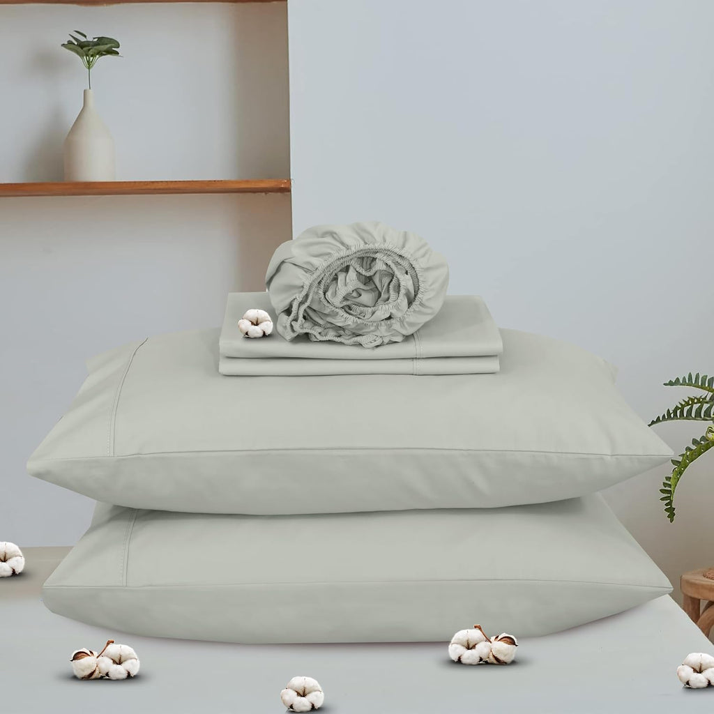 Ruvanti 100% Cotton Organic Percale Sheets King Size – Crisp Cooling Bed Sheets for Hot Sleepers, Deep Pocket 15”, Soft Peach Finish, Breat…