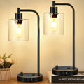 Set of 2 Black and Gold Industrial Table Lamps with USB Port, Fully Stepless Dimmable Bedside Lamps for bedrooms, Nightstand Desk Lamps…