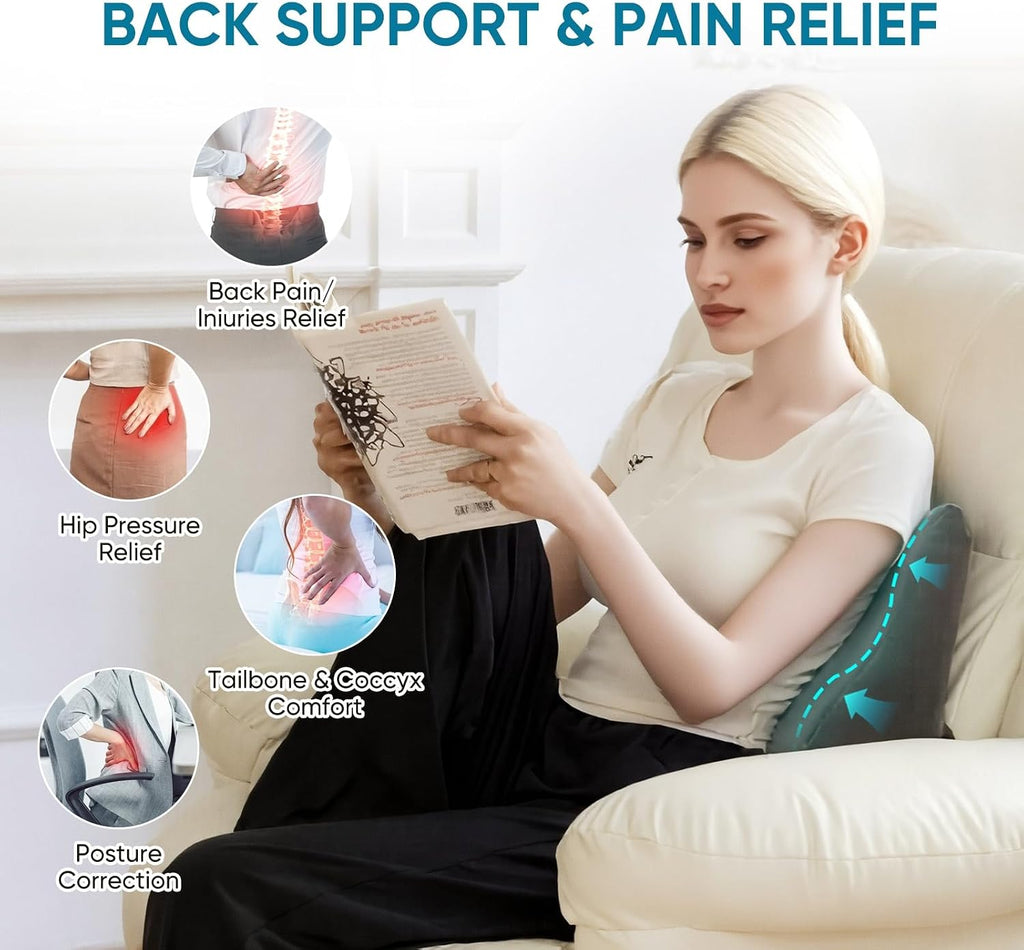 Ahuawa Lumbar Support Pillow for Recliner Chair and Couch, Memory Foam Back Cushion Ergonomic Back Support Pillow for Lower Back, with Sof…