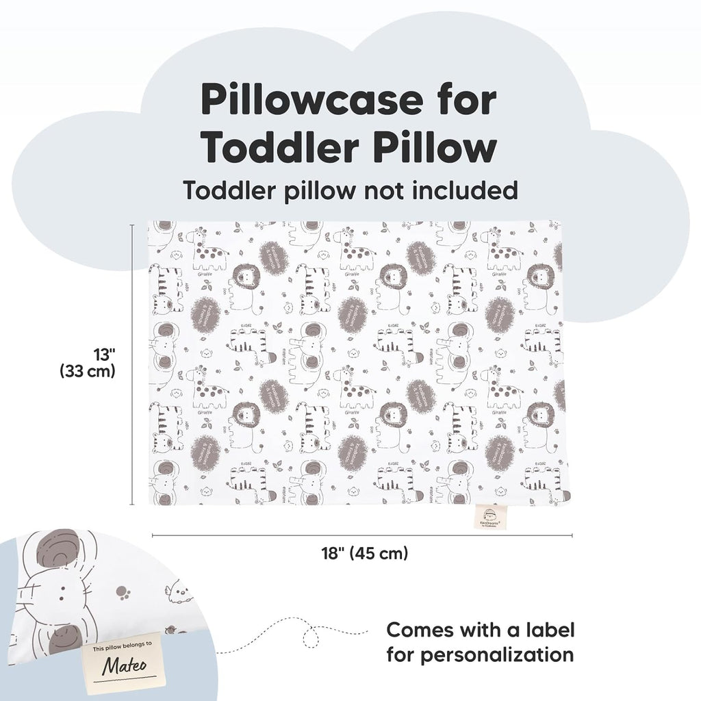 KeaBabies Toddler Pillowcase 13"x18" - Organic Cotton Toddler Pillowcase for Kids, Boys, Girls, Soft & Durable Cotton Cover for Miniature…