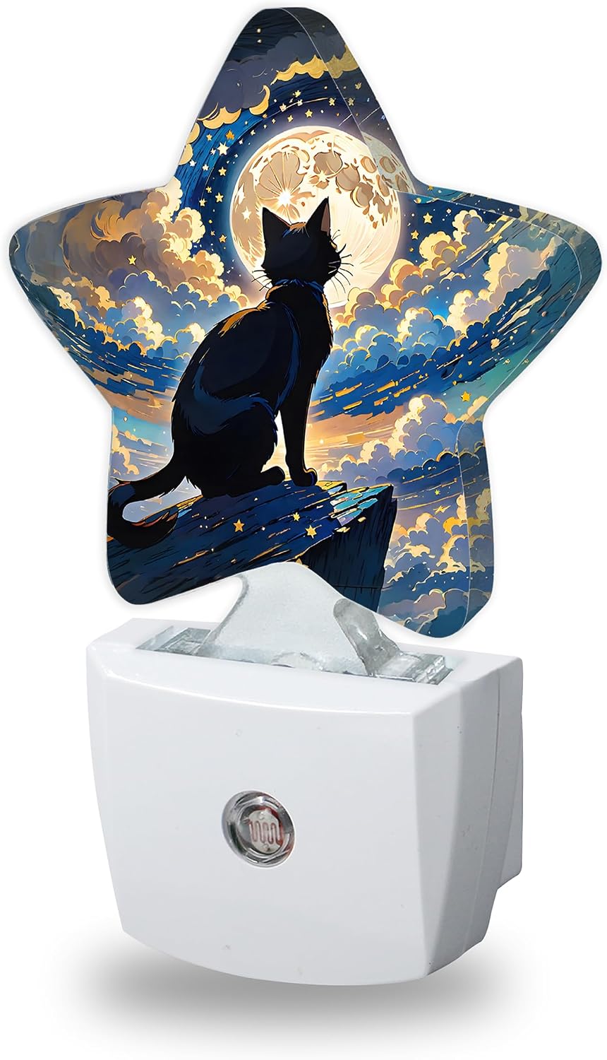 Black Cat Night Lights Plug Into Wall Decorative, Fantasy Moon Night Sleep Friendly Lamp, Energy Efficient Dusk-to-Dawn Sensor Nightlights…