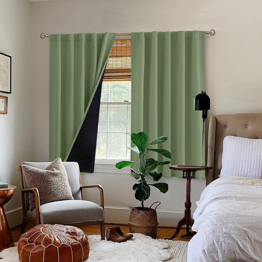 BGment 100% Short Blackout Curtains for Cafe, 42 x 40 Inch Small Window Curtains Thermal Insulated Soundproof Room Darkening Rod Pocket…