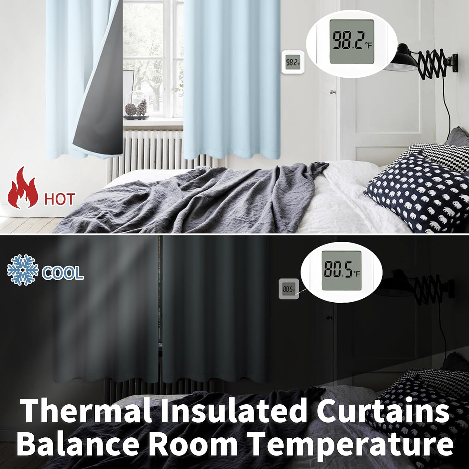 BGment Baby Blue 100% Blackout Curtains for Nursery Bedroom 90 Inch Length 2 Panels, Thermal Insulated Full Light Blocking Grommet Noise Ca…