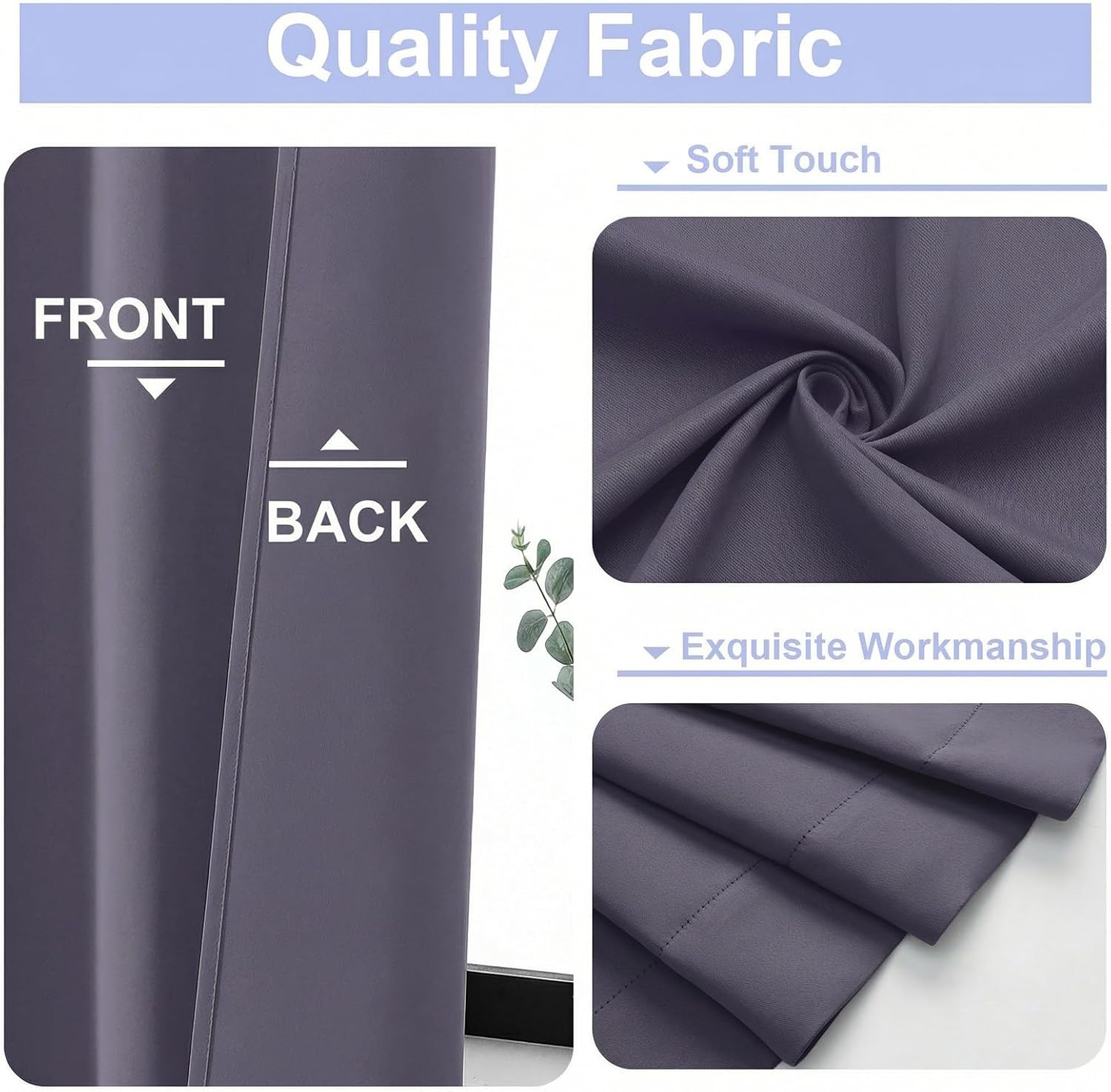 Simplebrand Ava Greyish Purple Blackout Curtains for Bedroom 63 Inch Length 2 Panels Set, Privacy Thermal Insulated Rod Pocket Door Window…