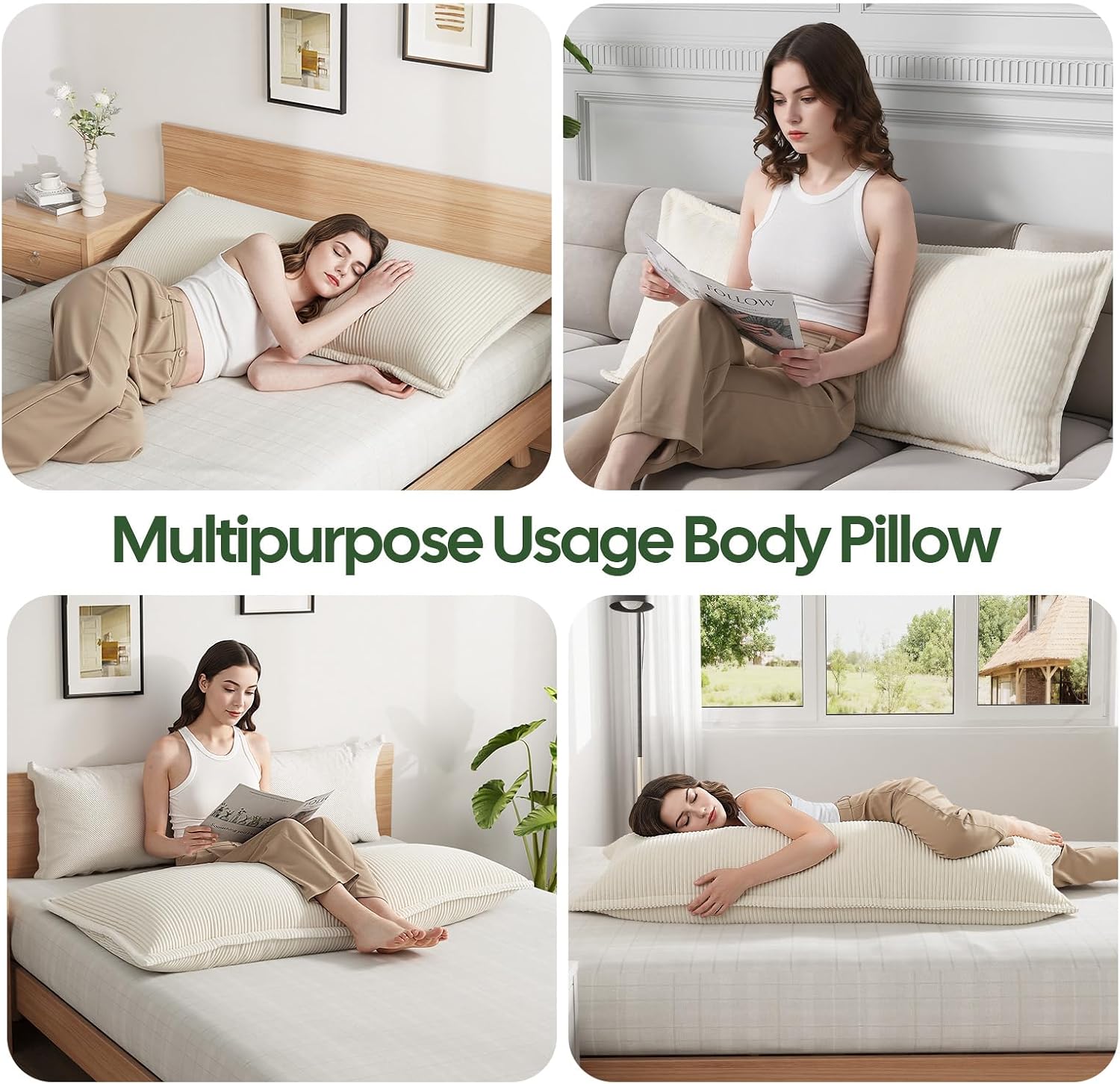OutdoorFurnitureAccessories 20x54 Body Pillow for Adults, Long Body Pillow for Bed with Shredded Memory Foam, Big Firm Pillows for Pregnanc…