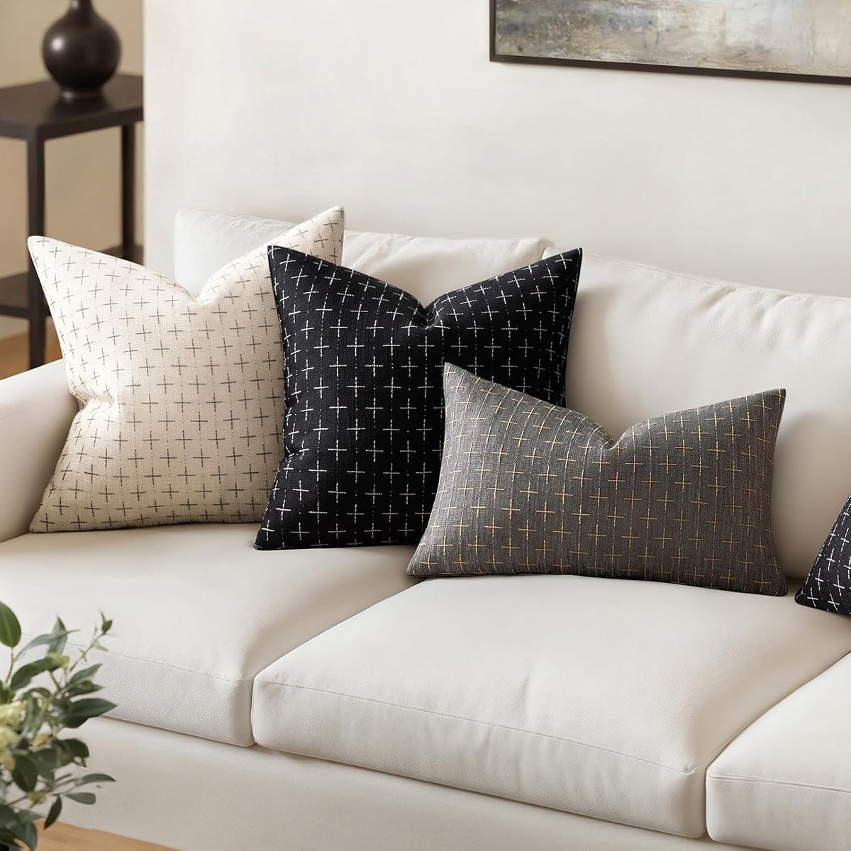 MIULEE Pack of 2 Decorative Burlap Linen Throw Pillow Covers Modern Farmhouse Pillowcase Rustic Woven Textured Cushion Cover for Sofa…