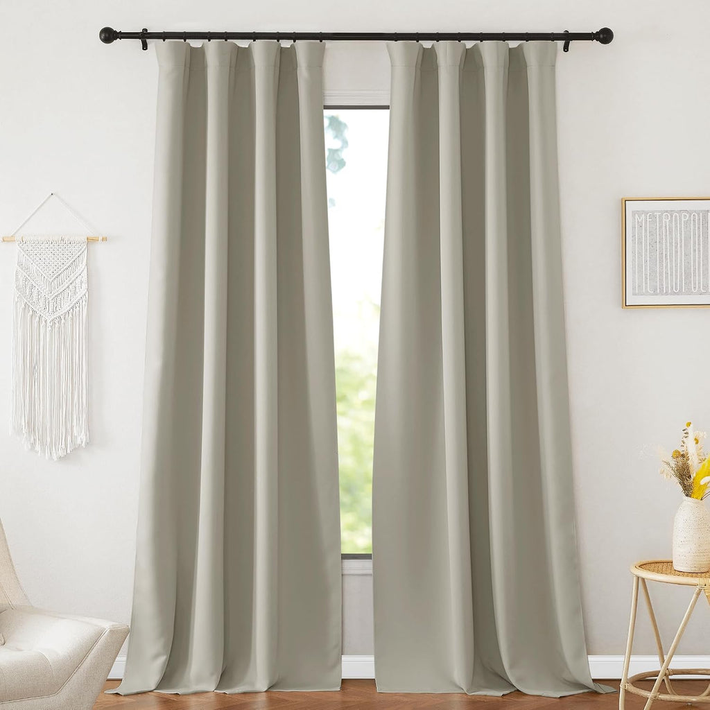Nicetown Natural Curtains 108" Length for Living Room, Room Darkening Drapes Thermal Insulated Luxury and Thick Window Ceiling Panels for F…