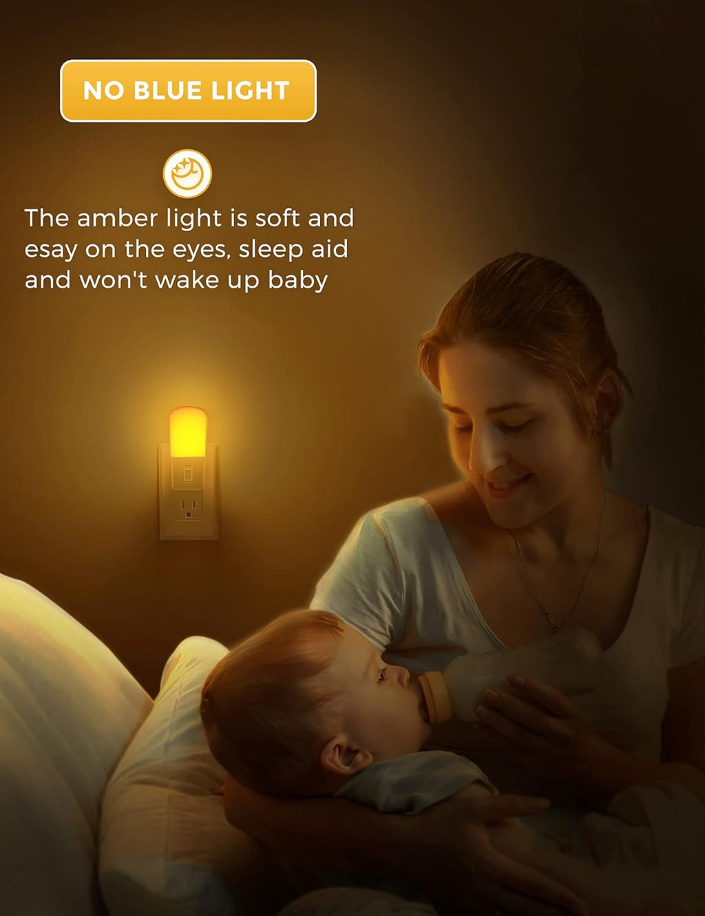 Llohasled L LOHAS LED Amber Night Light, Dimmable Plug in Yellow Night Light with Dusk to Dawn Sensor, Kids Night Lights for Bedroom, 5-80L…