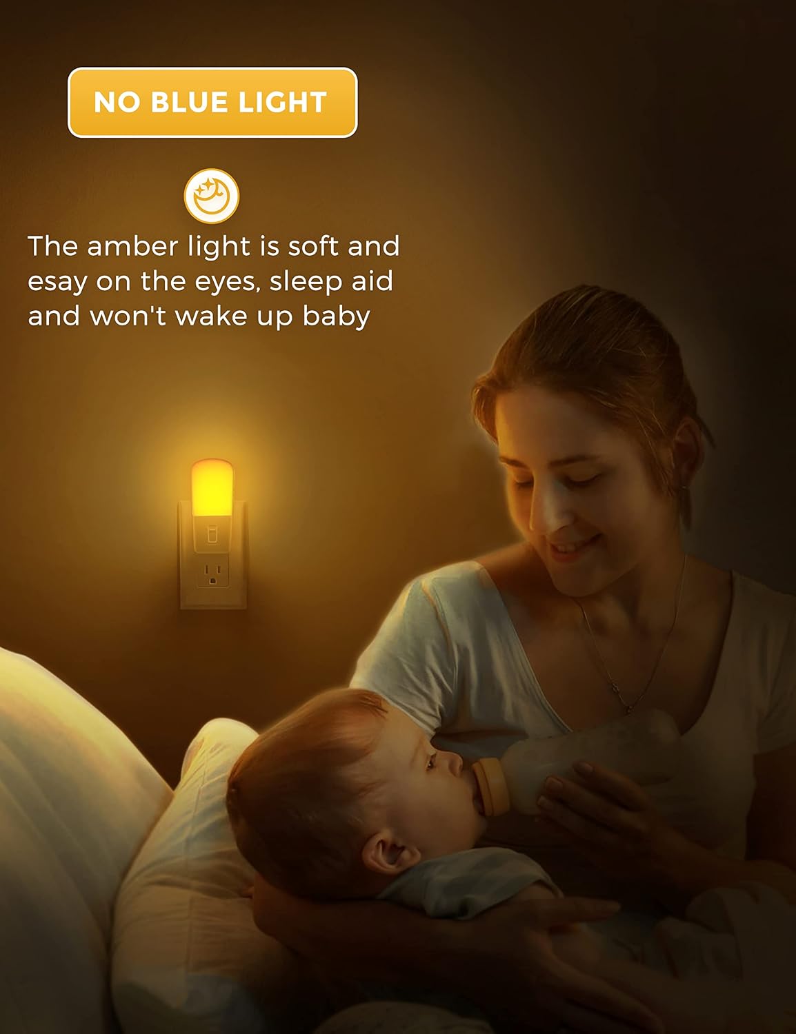 Llohasled L LOHAS LED Amber Night Light, Dimmable Plug in Yellow Night Light with Dusk to Dawn Sensor, Kids Night Lights for Bedroom, 5-80L…