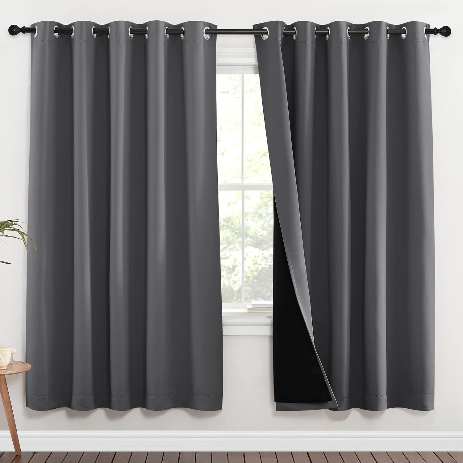 Nicetown Grey Full Shade Curtain Panels, Pair of Energy Smart & Noise Blocking Out Blackout Drapes for Dining Room Window, Thermal Insulate…