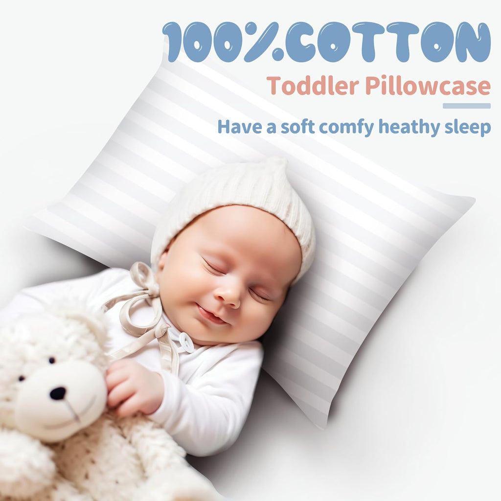 100% Egyptian Cotton Toddler Pillowcases Set of 2, 400 Thread Count Sateen Weave Small Pillow Protectors, Super Soft Breathable Zippered…