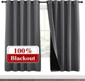 Nicetown Grey Full Shade Curtain Panels, Pair of Energy Smart & Noise Blocking Out Blackout Drapes for Dining Room Window, Thermal Insulate…