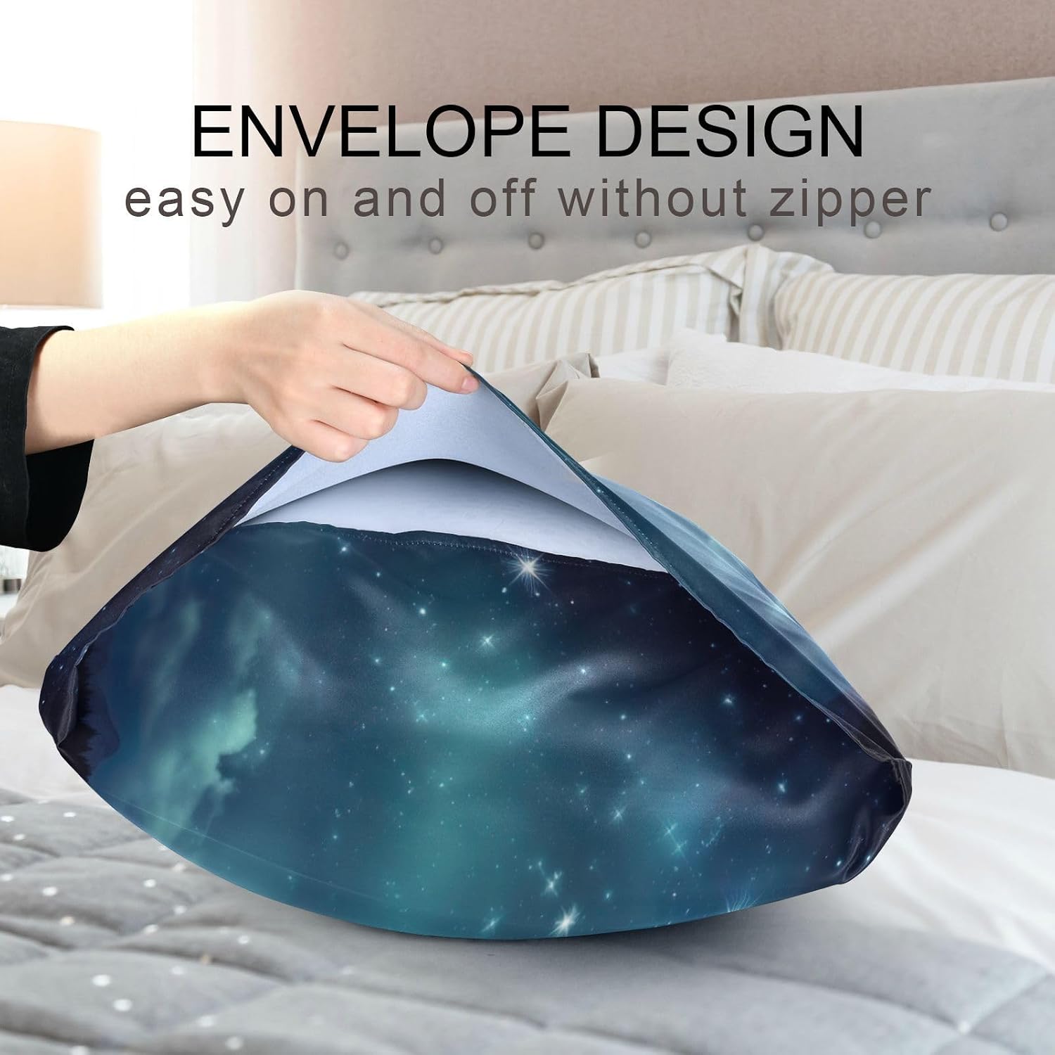 YETTASBIN Galaxy Satin Pillowcase, Soft Breathable Silk Pillow Case with Envelope Closure for Hair and Skin, King Size 40 x 20 Inch