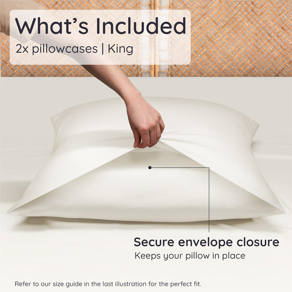Bambaw 100% Viscose Derived from Bamboo Pillowcases King Size – Set of 2 King Size Cooling Pillow Cases for Ance with Envelope Closure, Bre…