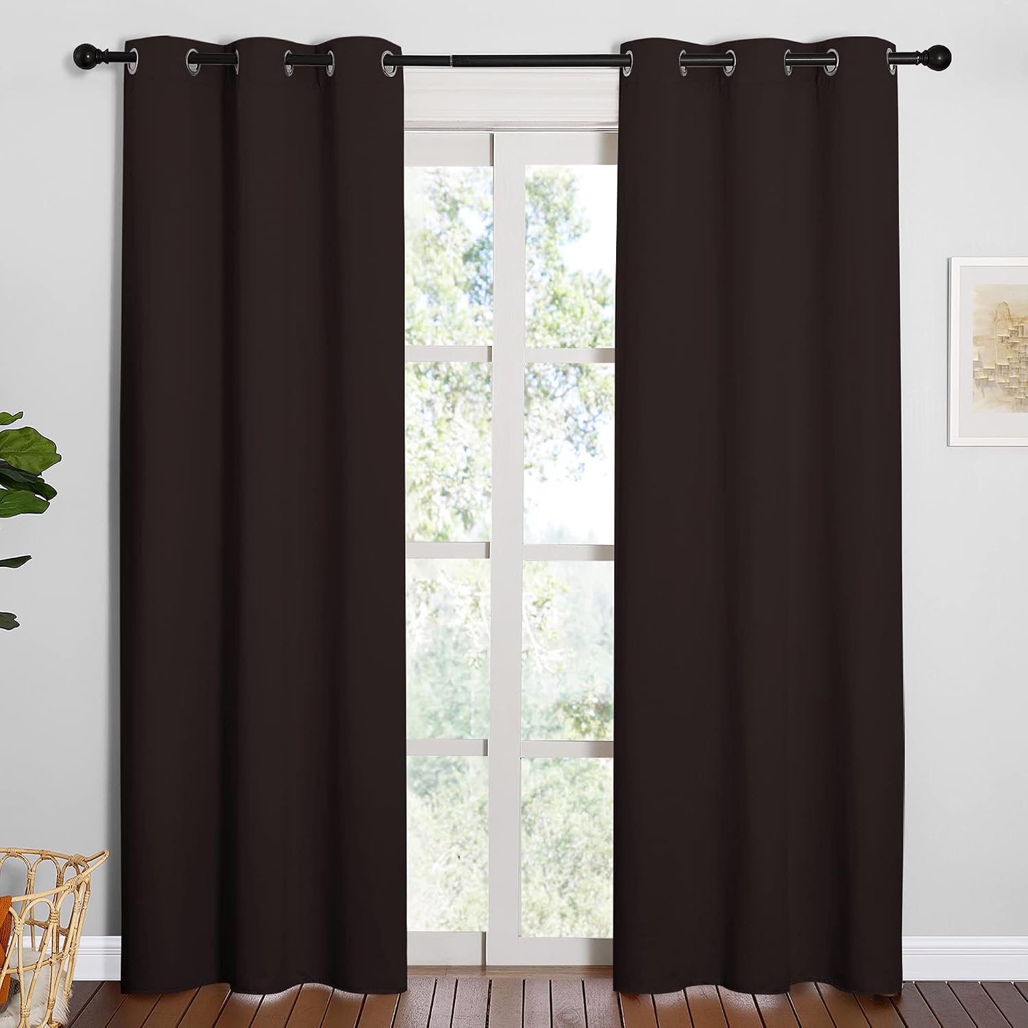 NICETOWN Energy Smart Thermal Insulated Solid Grommet Blackout Curtains/Drapes for Living Room (2 Panels, 42 inches x 84 inches, Toffee…