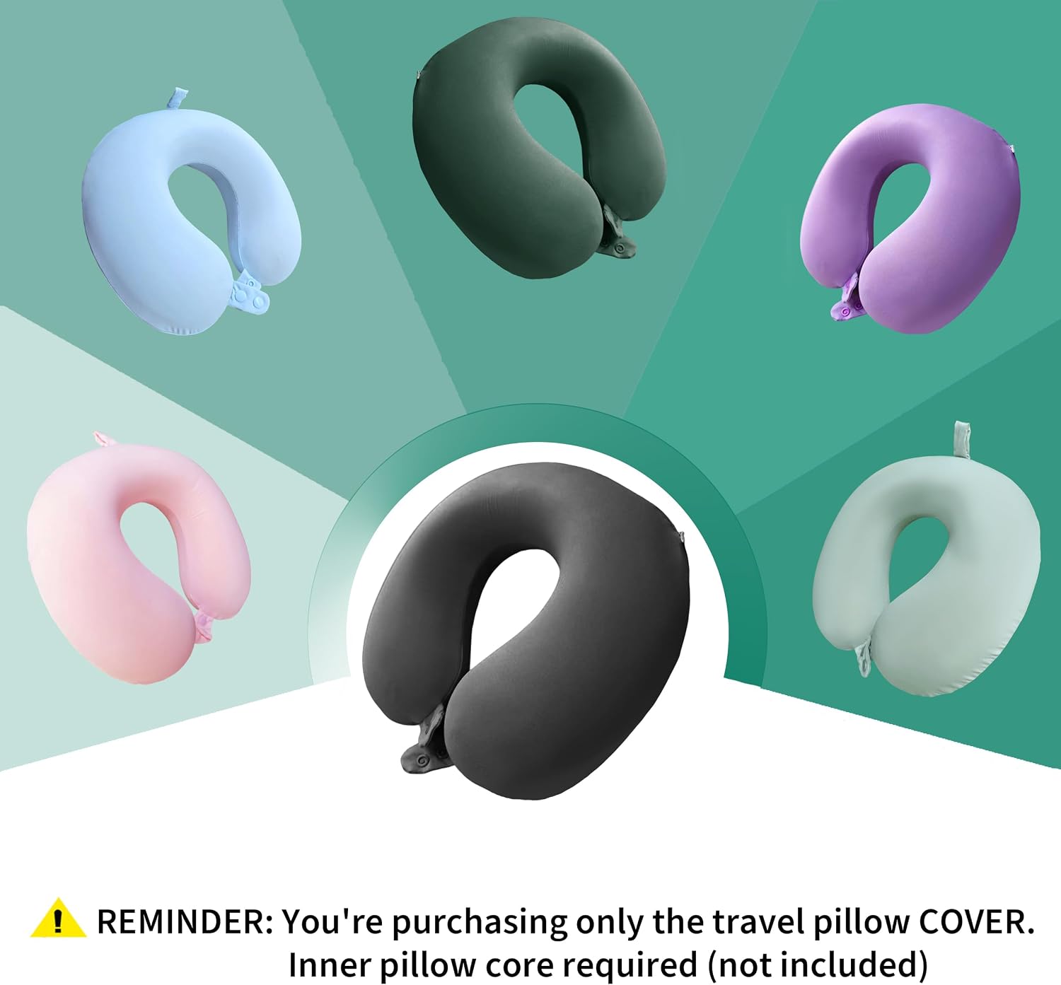 foiesfiuh Neck Pillow Cover – Cooling Ice Silk Travel Pillowcase with Double Snap, Soft, Washable & Lightweight, Fits U-Shaped Travel Pillo…