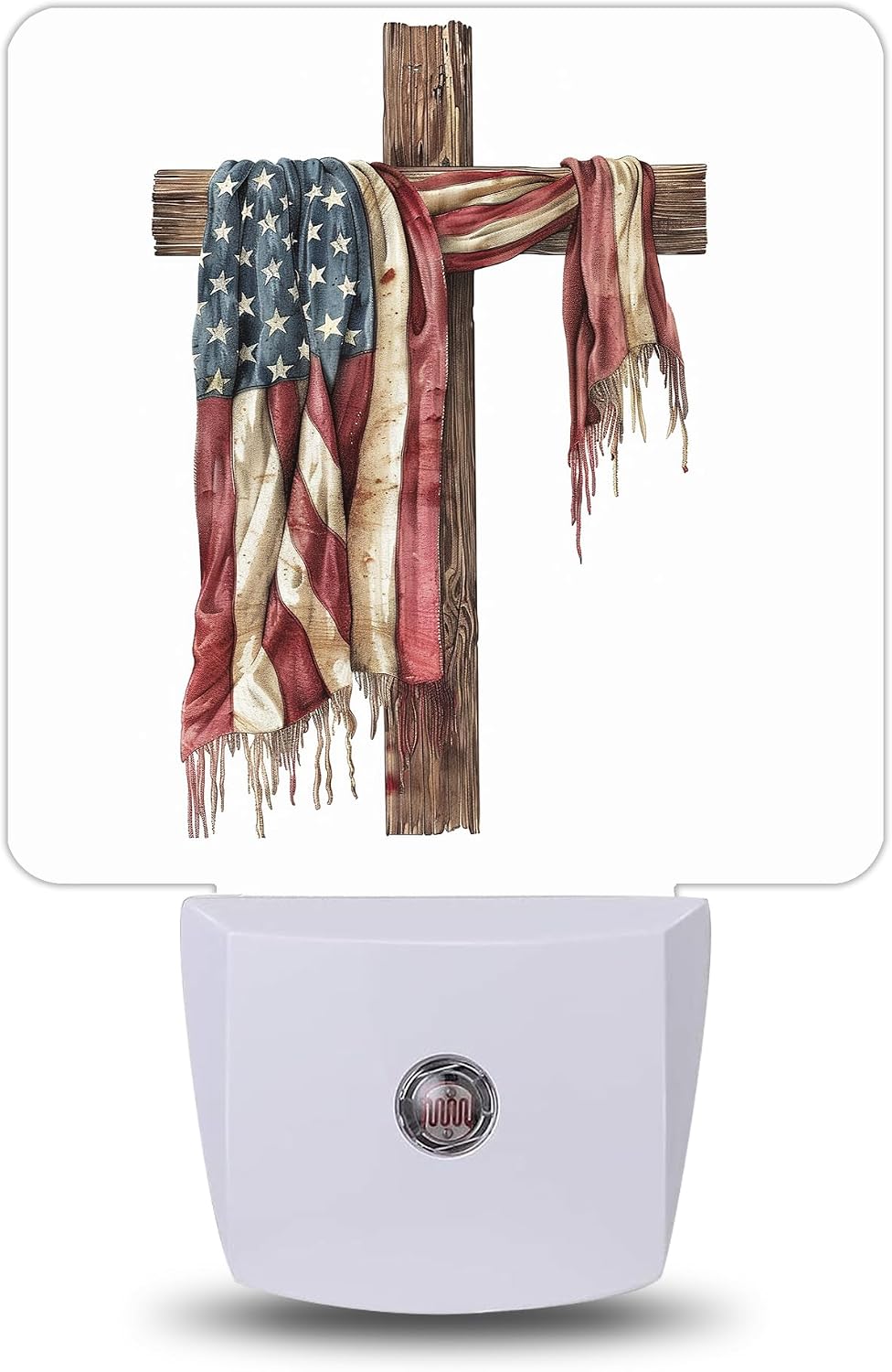 Patriotic Rustic Cross Night Lights Plug into Wall, Night Light for Bedroom Bathroom Hallway Kitchen, Auto Dusk to Dawn Sensor Decorative…