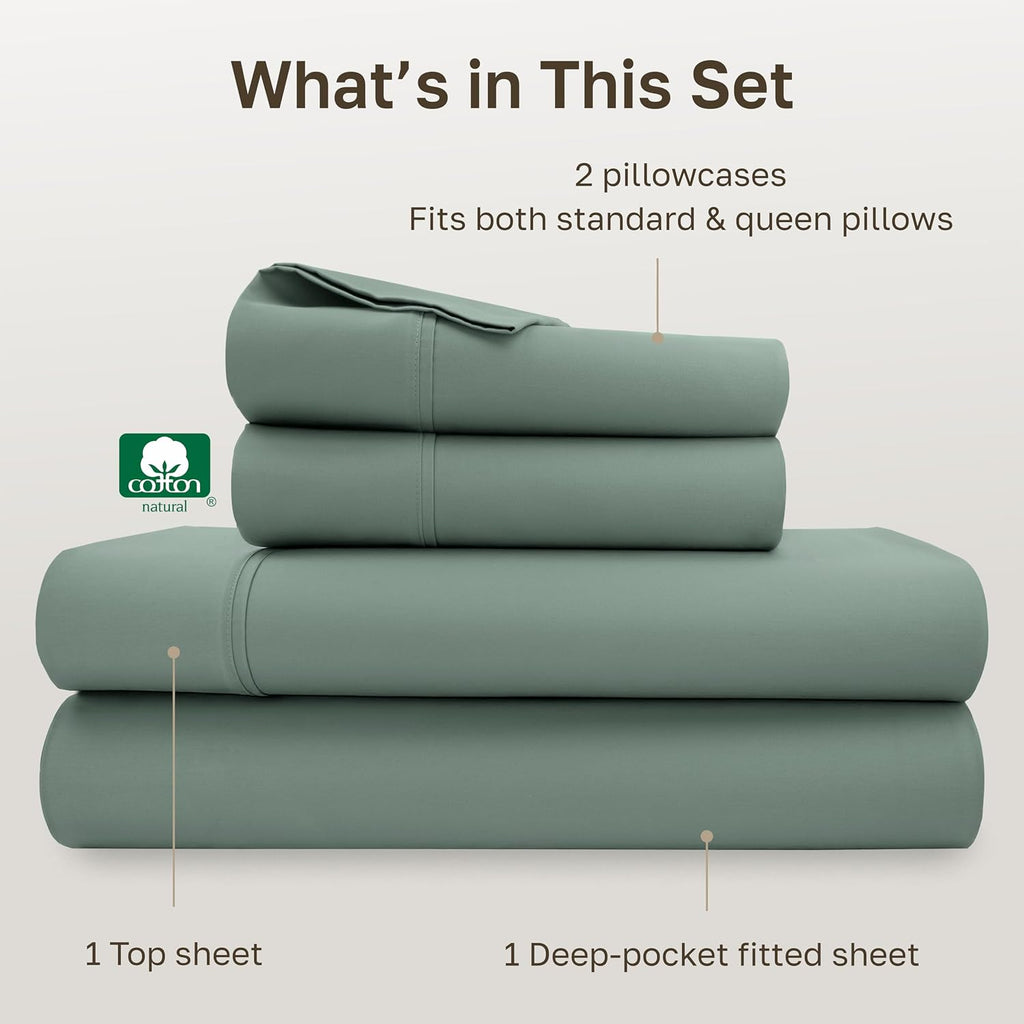 CaliforniaDesignDen California Design Den Soft 100% Cotton Bed Sheets Queen Size Set, 400 Thread Count Good Housekeeping Award Winner, Silk…