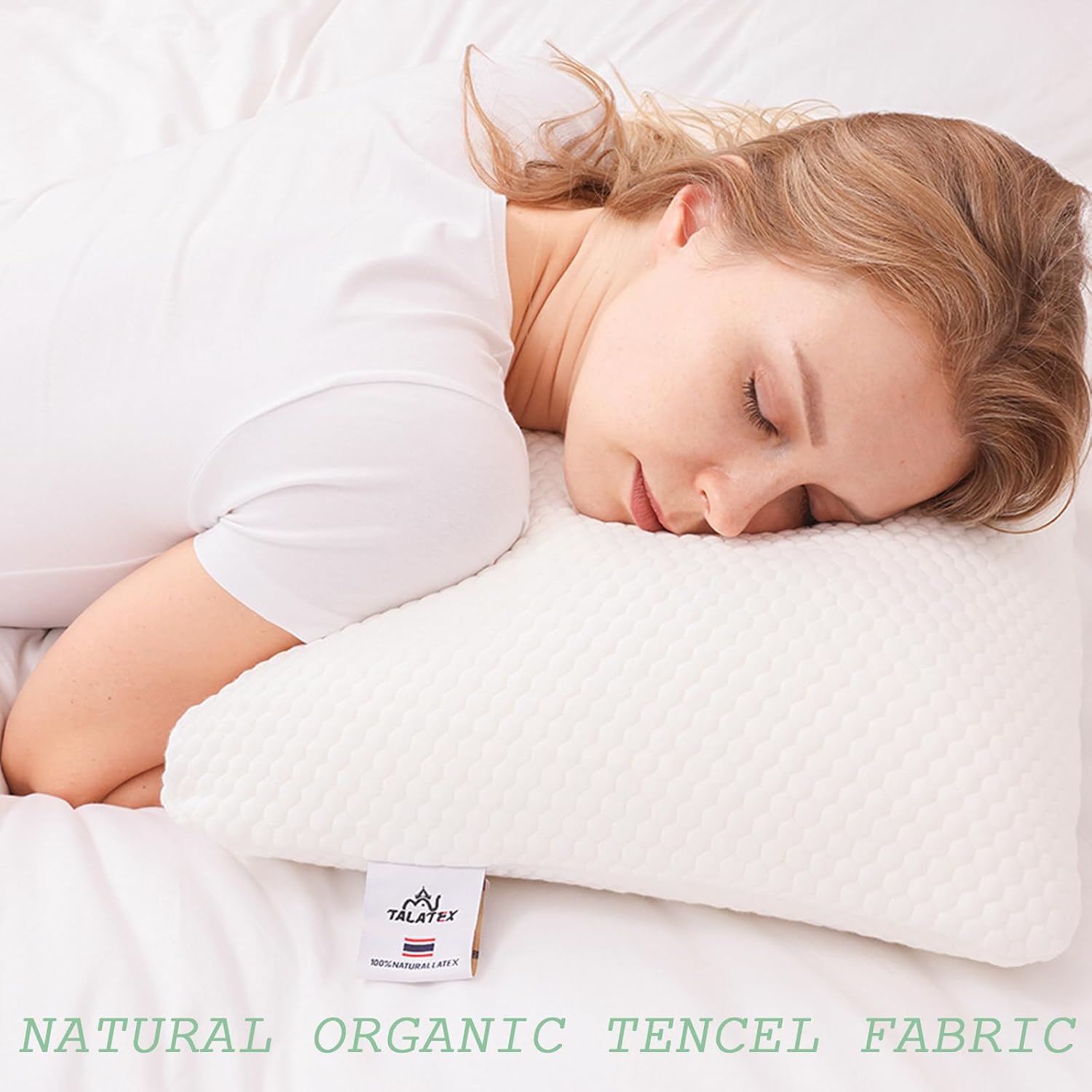 TalatexHome Talatex Tencel Pillow Cases 1 Pic, Breathable Ultra Soft Pillow Cover with Zipper, Double Sided Silent Pillow Protectors, White…