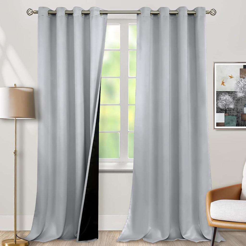 BGment 100% Blackout Curtains 108 Inch Long 2 Panles Set, Thermal Insulated Total Light Locking Soundproof Grommet Curtains & Drapes for Li…