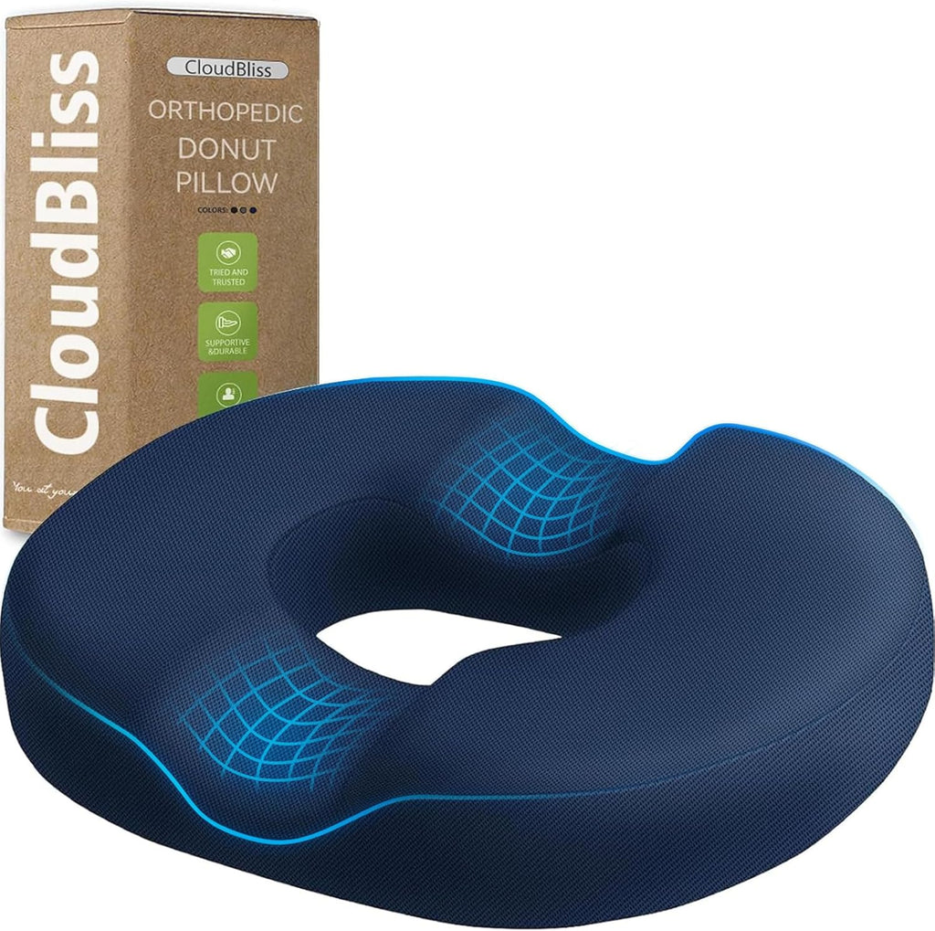 CloudBliss Donut Pillow Seat Cushion for Tailbone and Hemorrhoids, Memory Foam Seat Chair Cushion for Postpartum Pregnancy, Seat Cushions f…