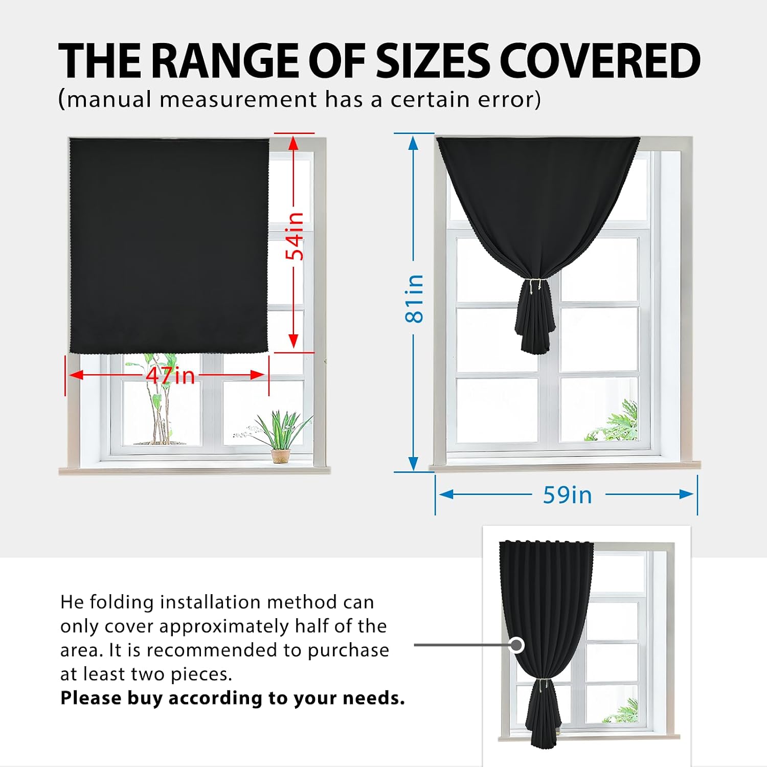 Jilron Autohesion Curtains for Windows, Bedroom Blackout Curtains for - Thermal Lnsulated No Drill Curtains Room Darkening Black Small Drape…